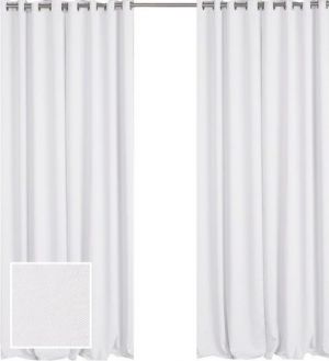 רמיטקס - עיצוב הבית וטקסטיל וילון האפלה וילון בד אטום - האפלה תפירת רינגים I צבע  חלק  לבן מידה 2.80 רוחב - 1.60 גובה 