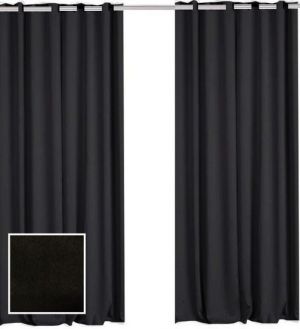 רמיטקס - עיצוב הבית וטקסטיל וילון האפלה וילון בד אטום - האפלה תפירת רינגים I צבע - שחור  מידה 2.80 רוחב - 2.50 מטר גובה 