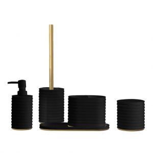 רמיטקס - עיצוב הבית וטקסטיל אמבט ושירותים סט אמבטיה דגם נואל צבע שחור