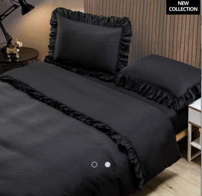 רמיטקס - עיצוב הבית וטקסטיל מצעי סאטן (אל קמט) סט מצעים למיטה זוגית גדול 1.60  דגם - שילת צבע שחור רק 89 ש"ח 