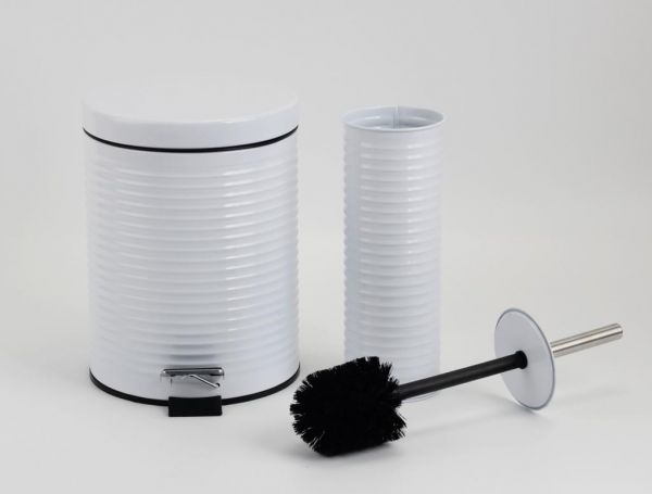 רמיטקס - עיצוב הבית וטקסטיל פחים פח 5 ליטר  לשירותים כולל מברשת -  צבע לבן